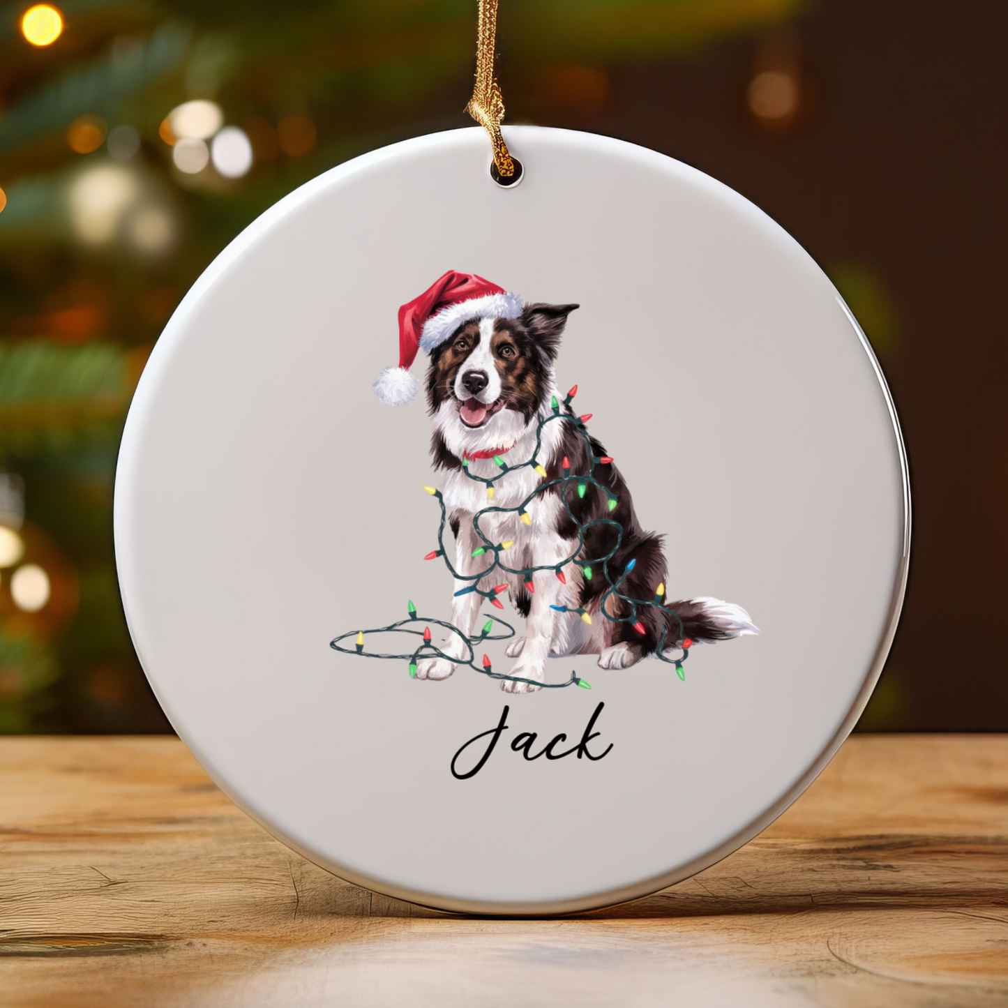 Personalized Border Collie Christmas Ornament, Festive Dog Lover Ceramic Keepsake