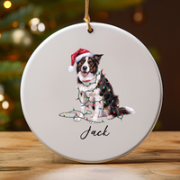 Load image into Gallery viewer, Personalized Border Collie Christmas Lights Ornament
