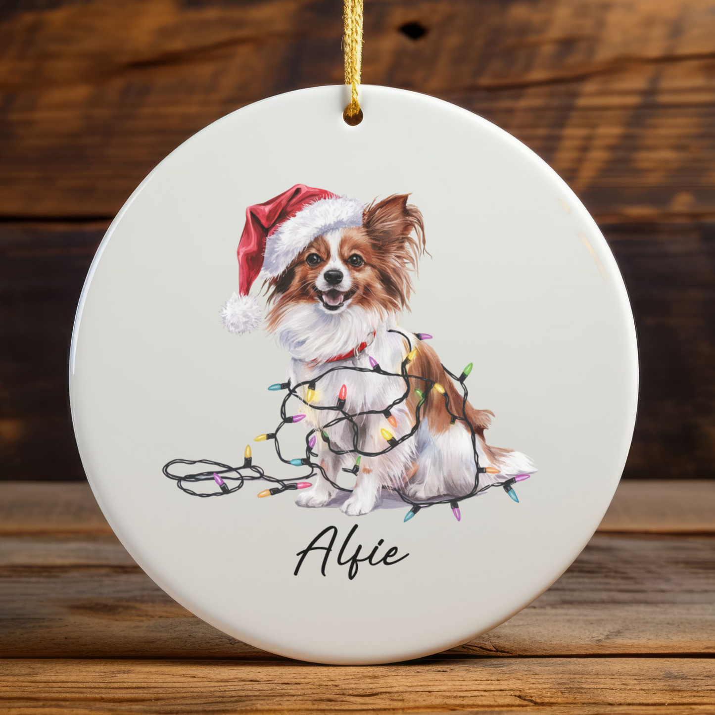 Papillon Personalized Ornament, Custom Dog Keepsake