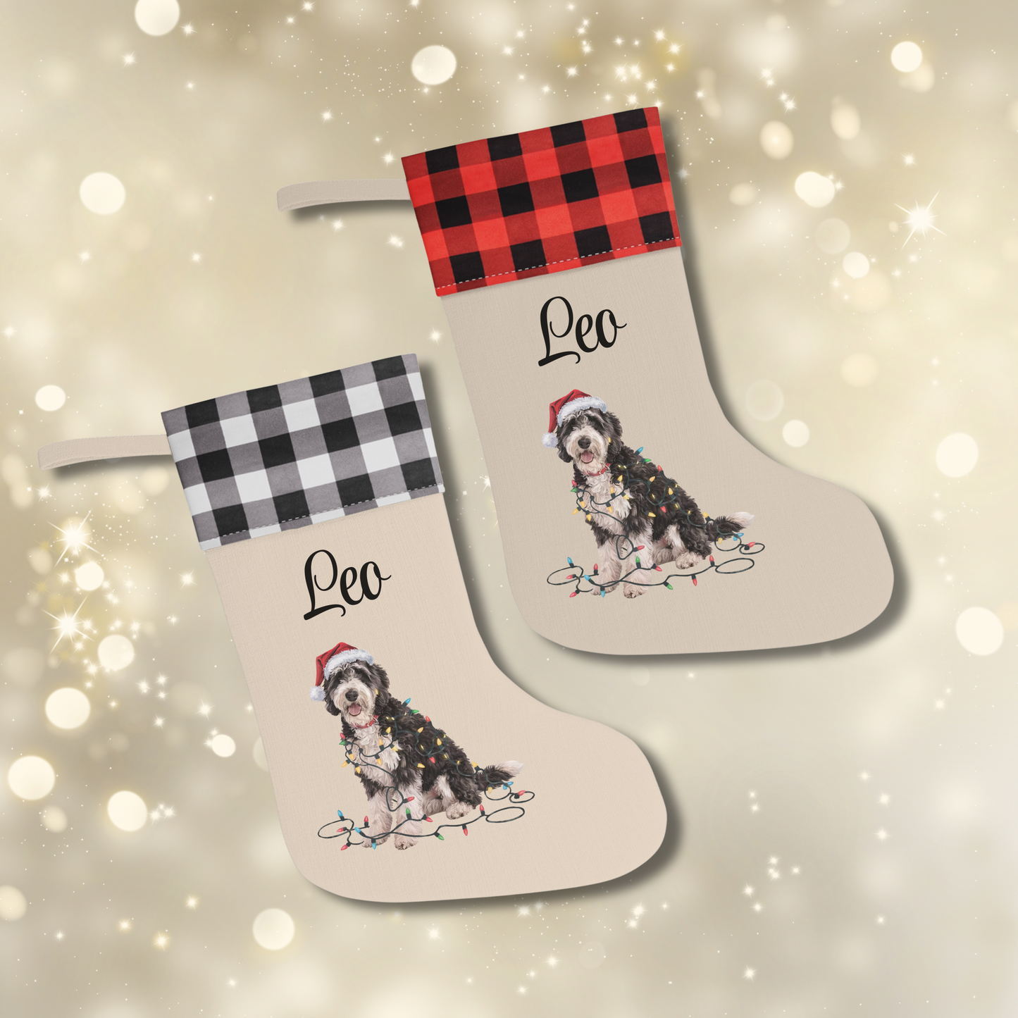 Personalized Labradoodle Christmas Stocking, Holiday Decor Gift for Pet Lovers