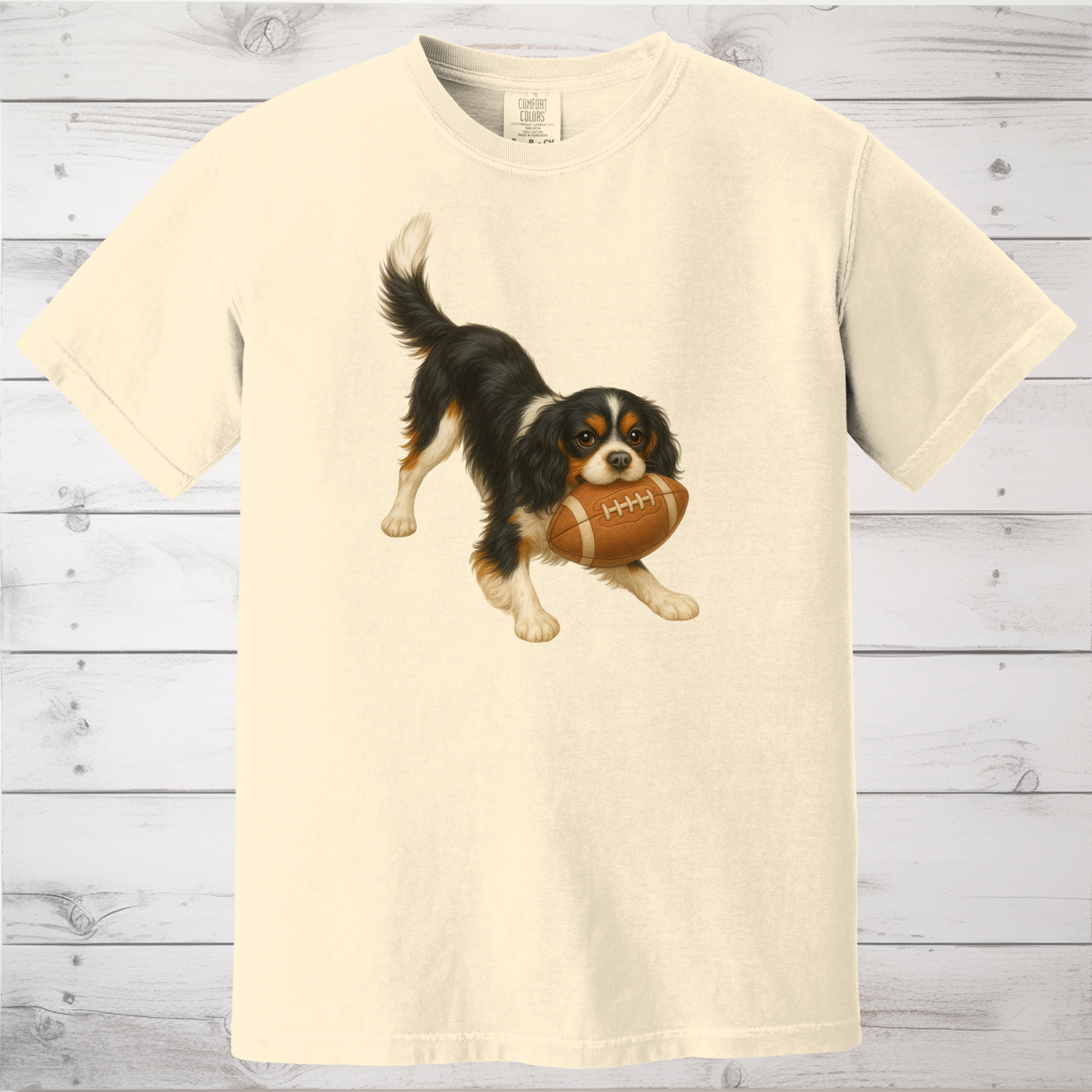 Cavalier King Charles Spaniel Football Sweatshirt – Blenheim, Ruby or Tri-Color Dog Lover Gift