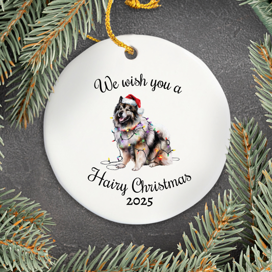 Christmas Keeshond Ornament, Christmas Lights Dog Keepsake