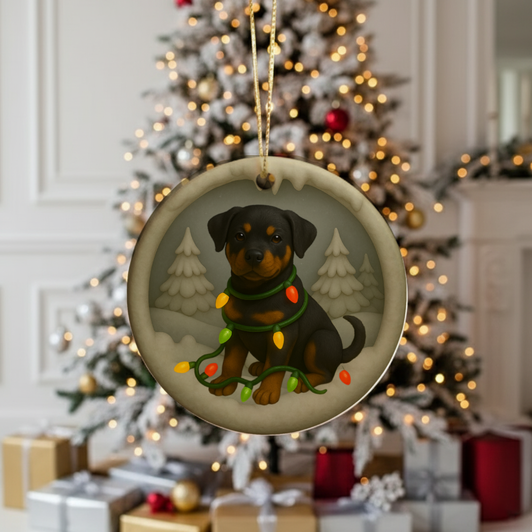 Personalized Rottweiler Christmas 3D Clay-Style Dog Keepsake