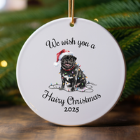 Load image into Gallery viewer, Christmas Black Pug Ornament, Pug Mom, Christmas Lights Dog Keepsake
