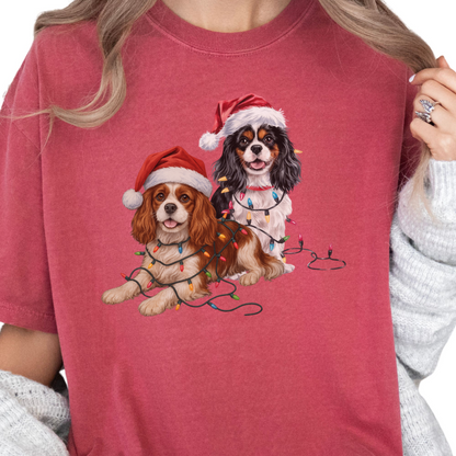 Cavalier King Charles Spaniel Christmas Shirt, Blenheim Tricolor Cavalier Holiday Tee, Gift for Dog Moms