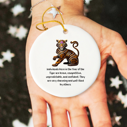 Chinese Zodiac Tiger Ornament, Year of the Tiger Horoscope Gift for Lunar New Year