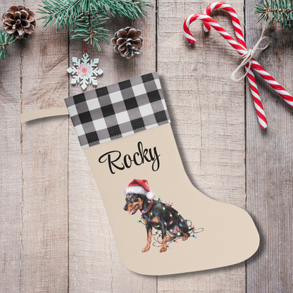 Personalized Miniature Pinscher Christmas Stocking, Holiday Decor Gift for Pet Lovers