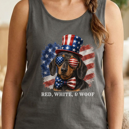 Patriotic Black and Tan Dachshund Tank Top