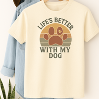 Load image into Gallery viewer, Life’s Better With My Dog Retro Paw Print Shirt
