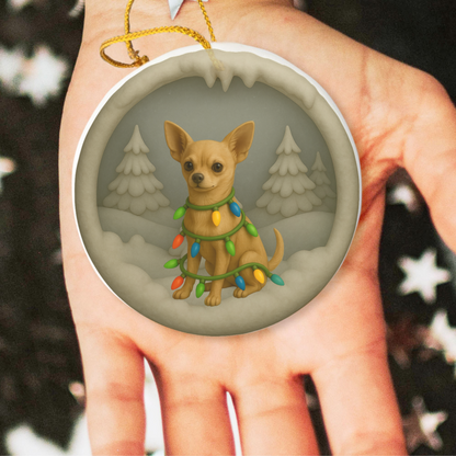 Personalized Chihuahua Christmas 3D Clay-Style Ornament