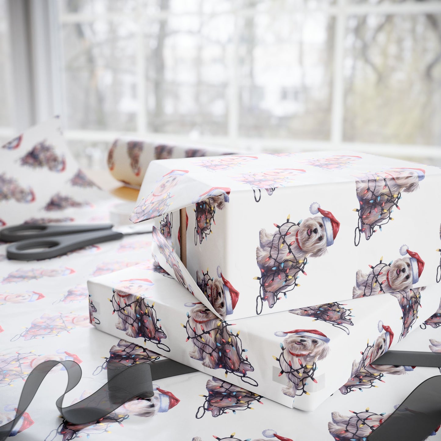 Maltese Christmas Lights Wrapping Paper