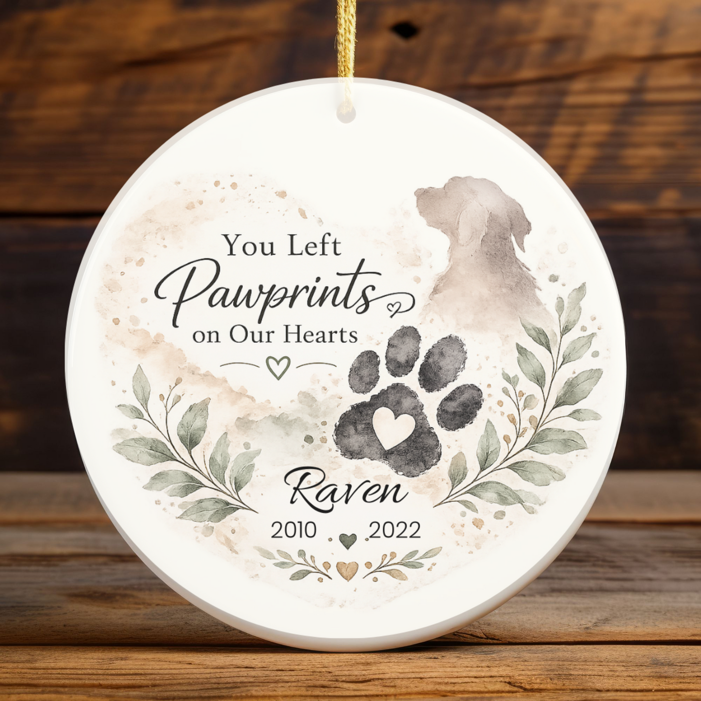 Personalized Pet Memorial Ornament, Custom Dog Loss Christmas Keepsake Gift