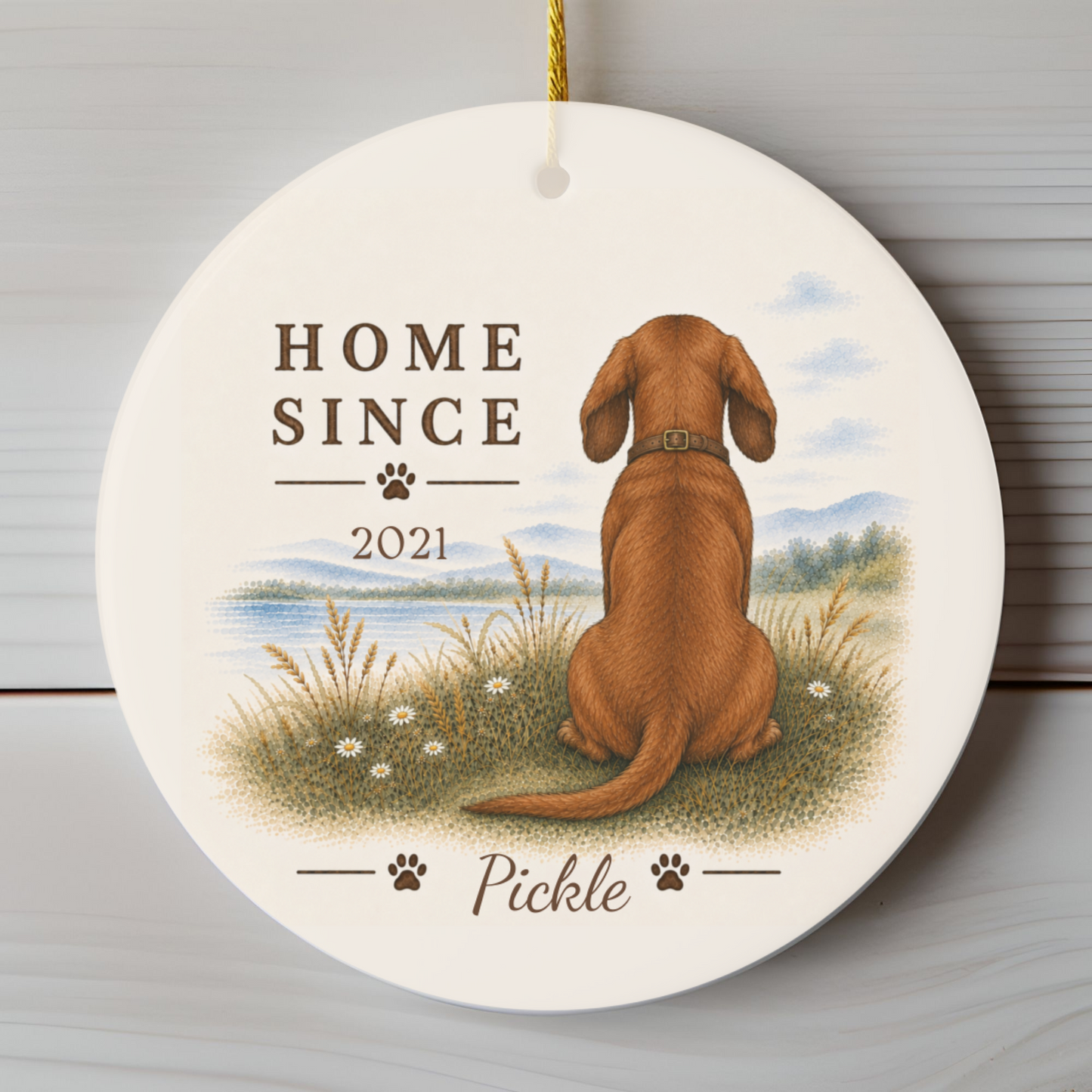 Personalized Red Dachshund Ornament, Double Sided Gotcha Day Gift, Custom Dog Keepsake