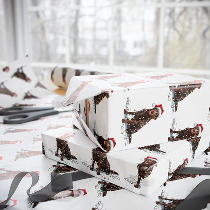 Chocolate Labrador Christmas Lights Wrapping Paper