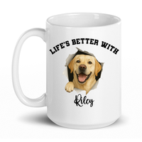 Load image into Gallery viewer, Personalized Yellow Lab Life’s Better With My Dog Mug
