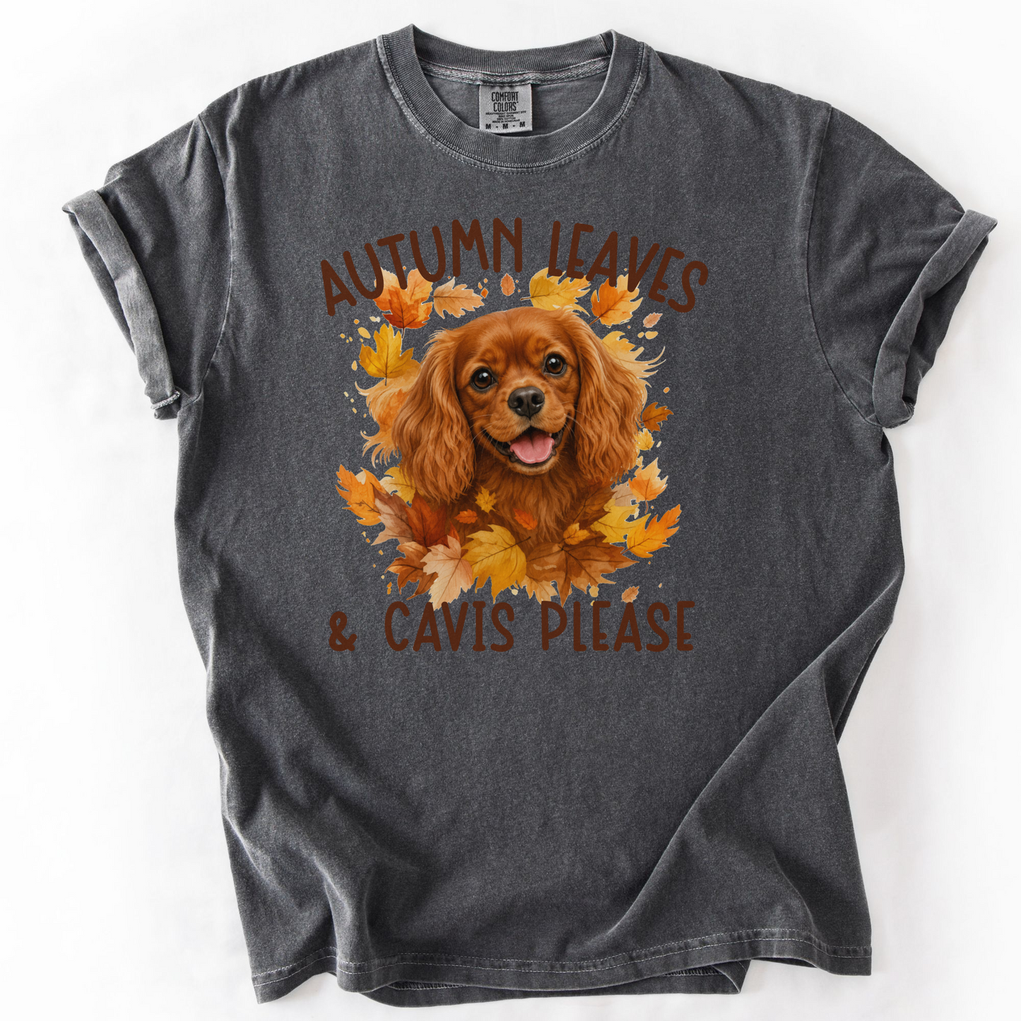 Ruby Cavalier Mom Fall Shirt, Autumn Leaves & Cavaliers Please