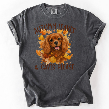 Ruby Cavalier Mom Fall Shirt, Autumn Leaves & Cavaliers Please