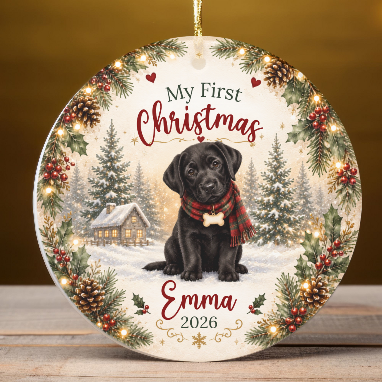 Personalized First Christmas Pet Ornament Custom Dog Memorial Photo Keepsake Gift