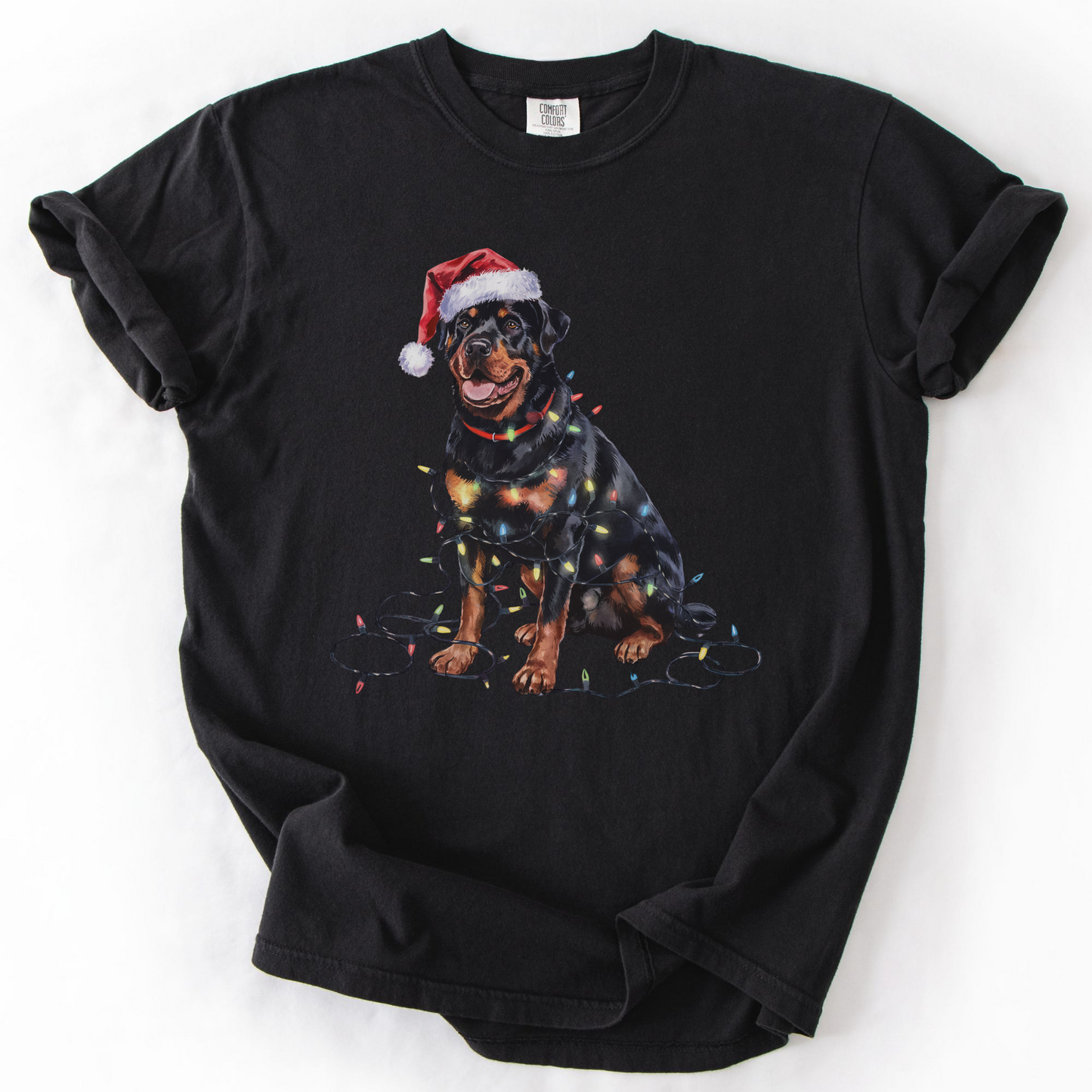 Christmas Rottweiler Shirt, Christmas Lights Dog Tee, Christmas Dog Tee, Rottweiler Mom Tshirt, Gift for Dog Lover, Rottweiler