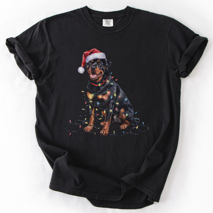 Christmas Rottweiler Shirt, Christmas Lights Dog Tee, Christmas Dog Tee, Rottweiler Mom Tshirt, Gift for Dog Lover, Rottweiler