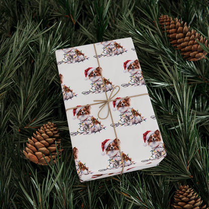Papillon Christmas Lights Wrapping Paper
