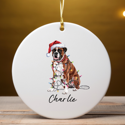 Personalized Boxer Christmas Ornament, Ceramic Dog Lover Gift, Custom Decor