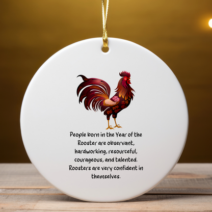 Chinese Zodiac Rooster Ornament, Year of the Rooster Horoscope Gift for Lunar New Year