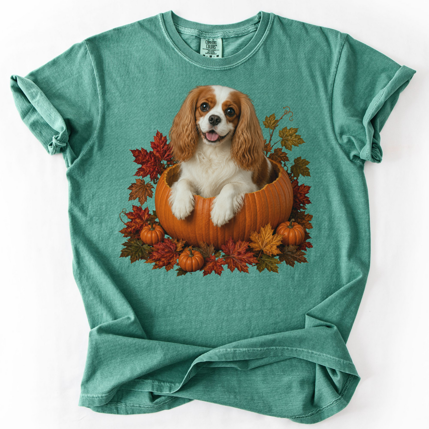 Blenheim Cavalier Pumpkin Shirt Fall Dog Lover Autumn Comfort Colors Graphic Tee Gift Apparel
