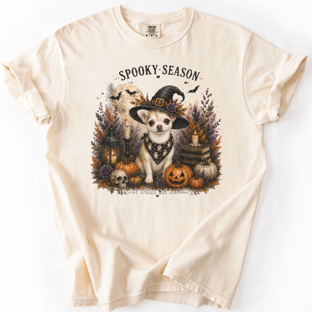 Custom Halloween Dog Shirt, Personalized Pet Portrait Comfort Colors Spooky Season Tee