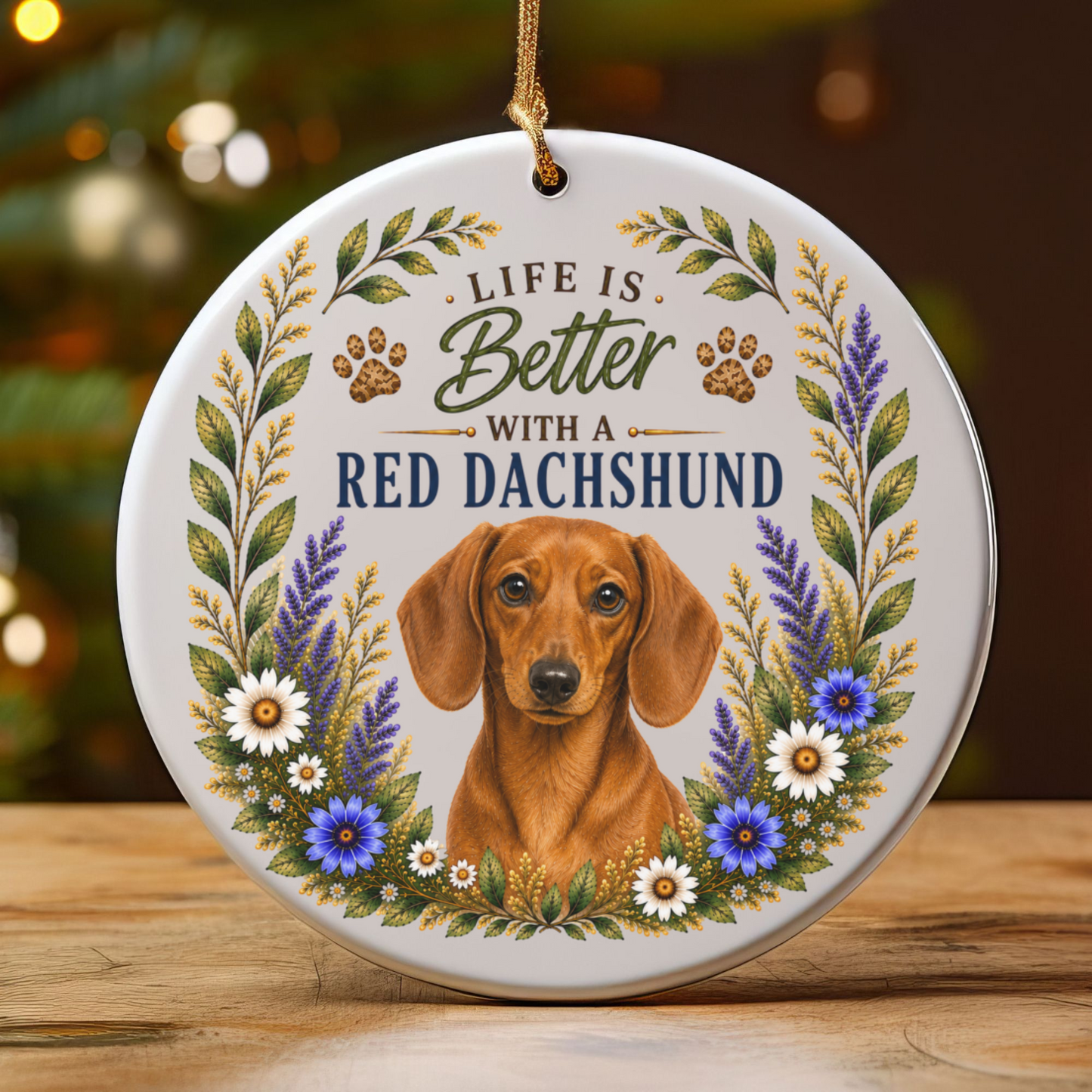 Red Dachshund Ornament, Doxie Lover Gift, Dachshund Mom Gift, Wiener Dog Keepsake