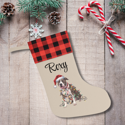 Personalized Pitbull Christmas Stocking, Holiday Decor Gift for Pet Lovers