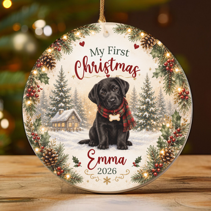 Personalized First Christmas Pet Ornament Custom Dog Memorial Photo Keepsake Gift