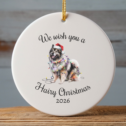 Christmas Keeshond Ornament, Christmas Lights Dog Keepsake
