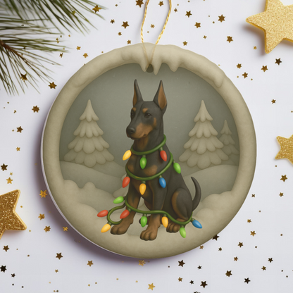 Personalized Doberman Christmas 3D Clay-Style Ornament