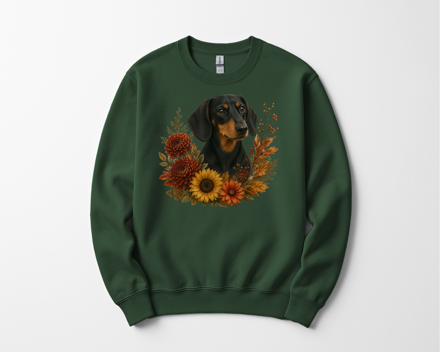 Black Tan Dachshund Autumn Floral Sweatshirt