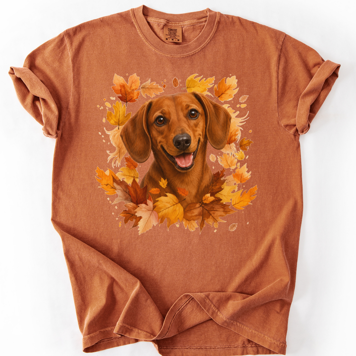 Red Dachshund Fall Shirt | Autumn Dog Mom Comfort Colors Tee