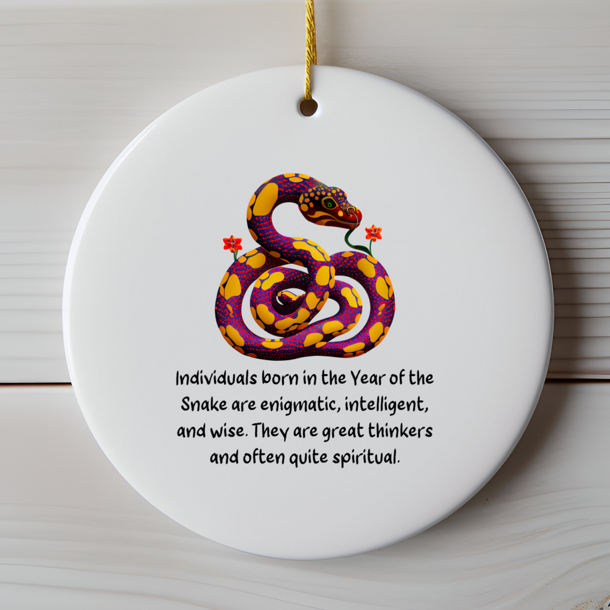 Chinese Zodiac Snake Ornament, Year of the Snake Horoscope Gift for Lunar New Year