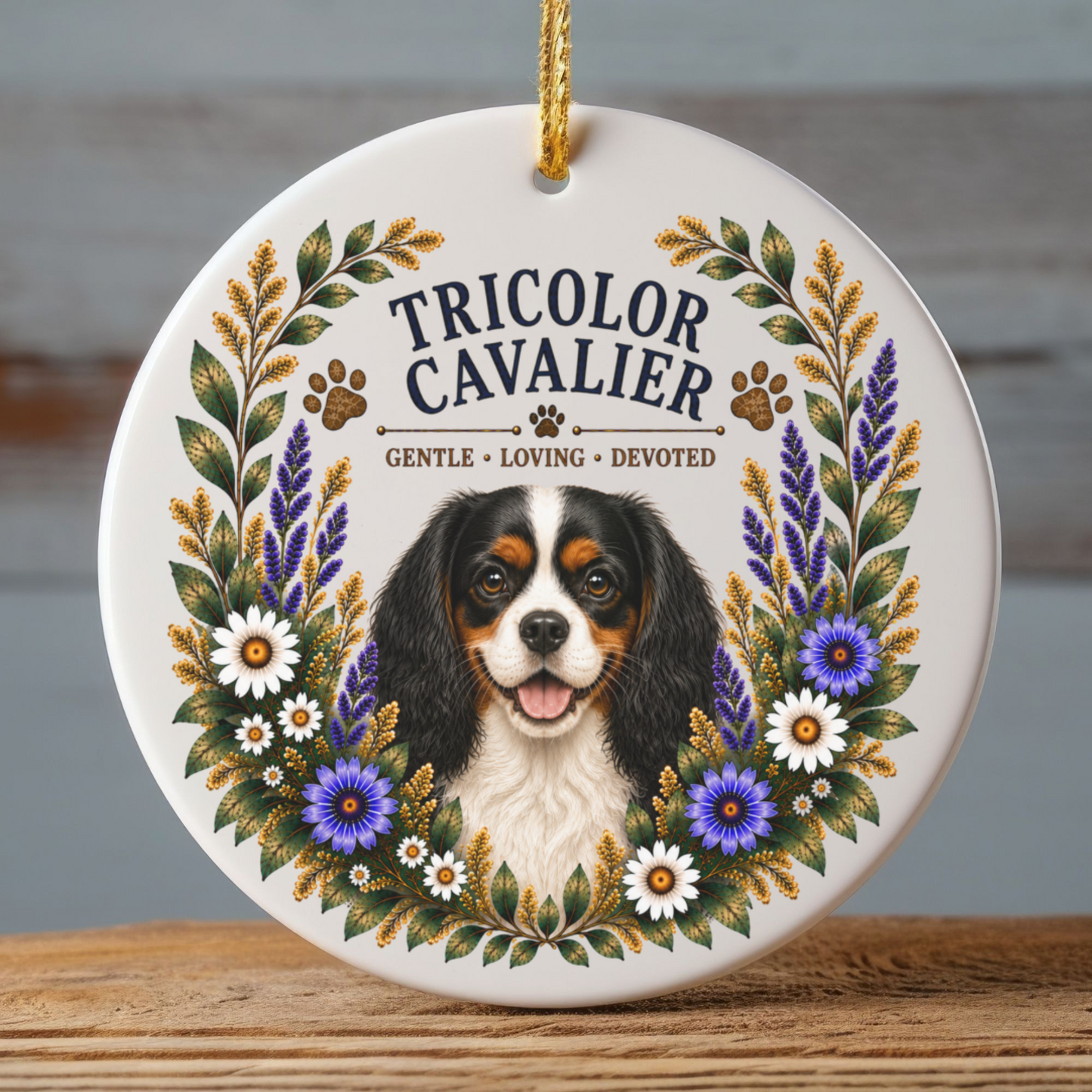 Tricolor Cavalier Ornament, Cavalier King Charles Spaniel Gift, Tricolor Cavalier Dog Mom Keepsake
