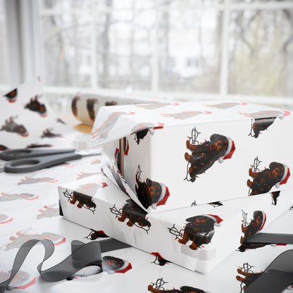 Black and Tan Cavalier King Charles Spaniel Christmas Lights Wrapping Paper