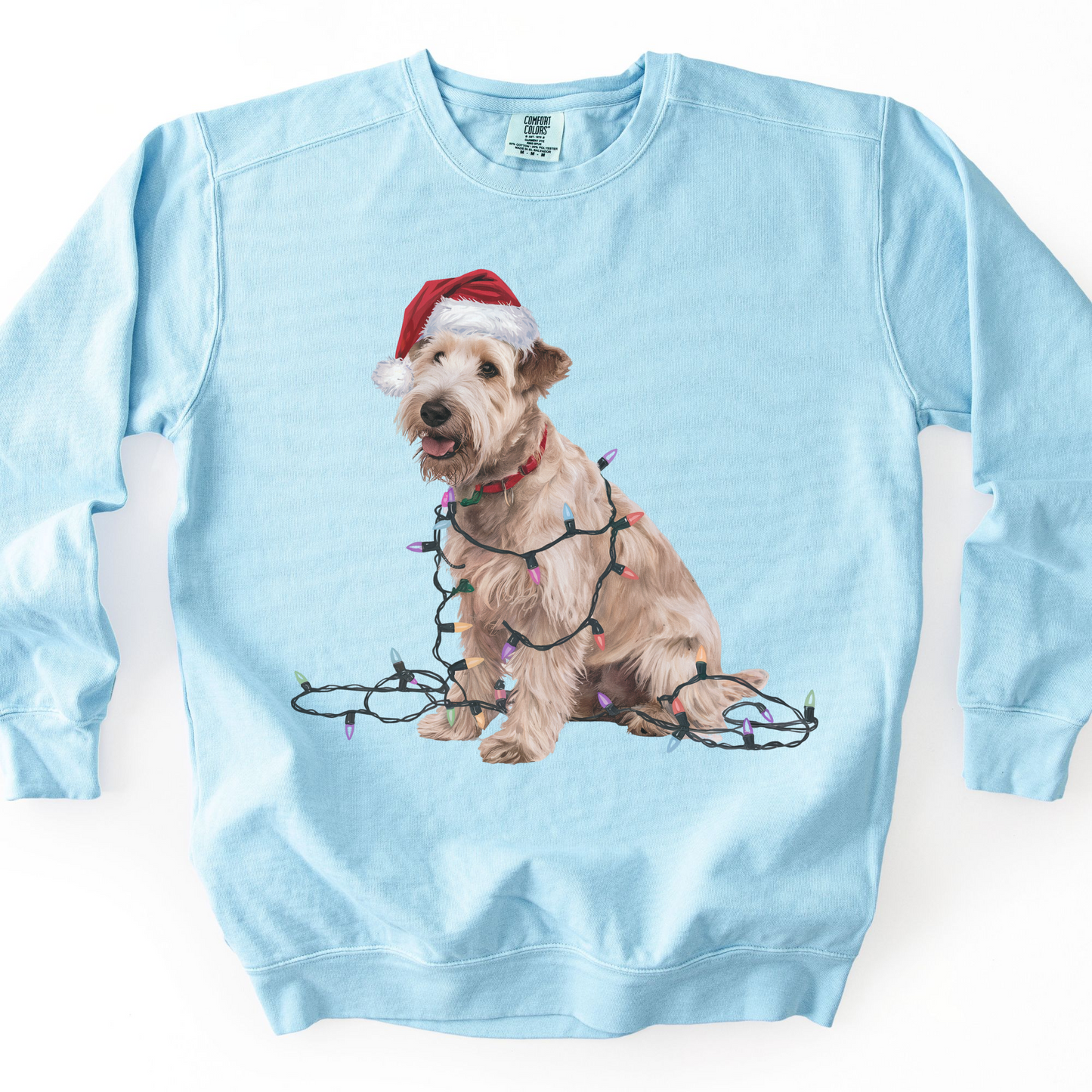 Soft Coated Wheaten Terrier Christmas Lights Sweatshirt, Festive Dog Mom Apparel