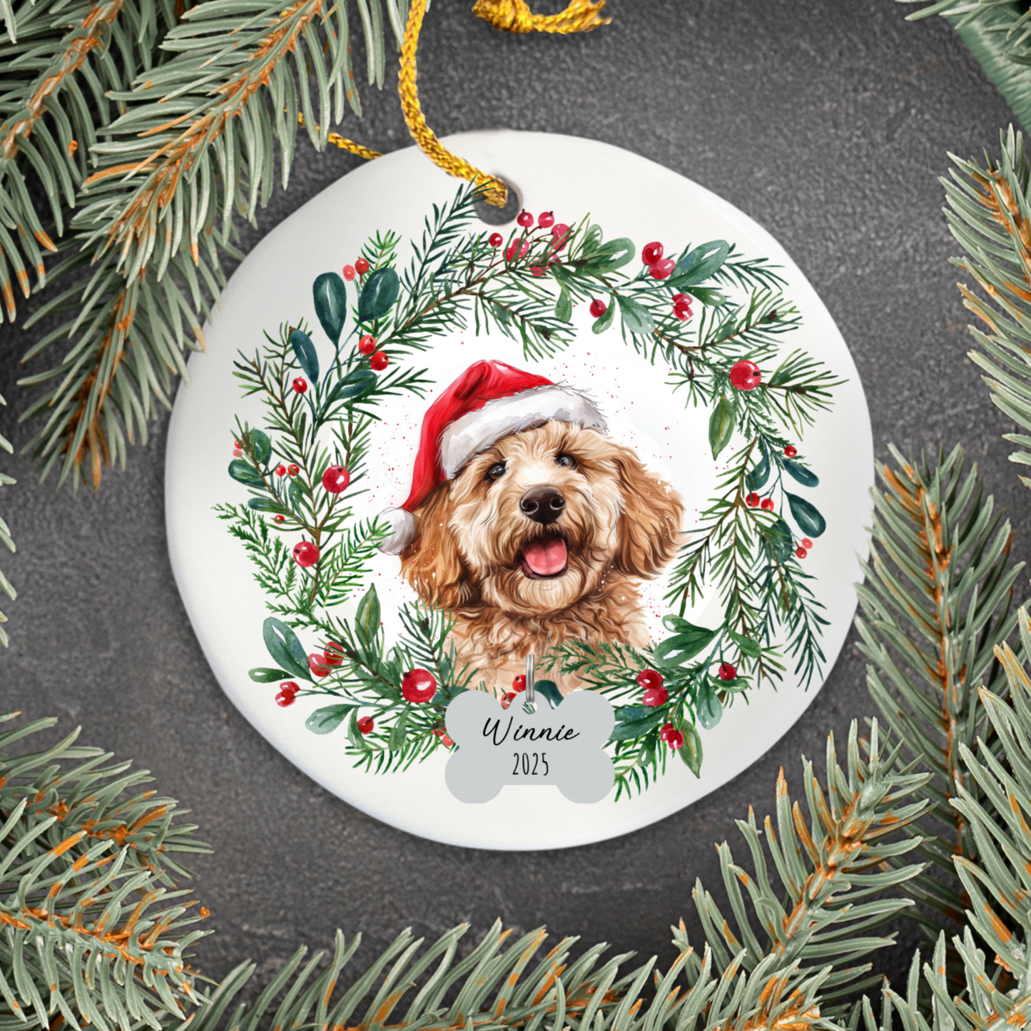 Personalized Goldendoodle Christmas Ornament
