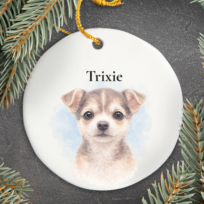 Personalized Watercolor Pet Ornament Custom Dog Cat Photo Christmas Gift