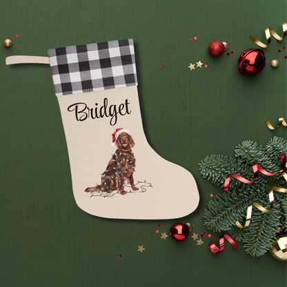 Personalized Irish Setter Christmas Stocking, Holiday Decor Gift for Pet Lovers