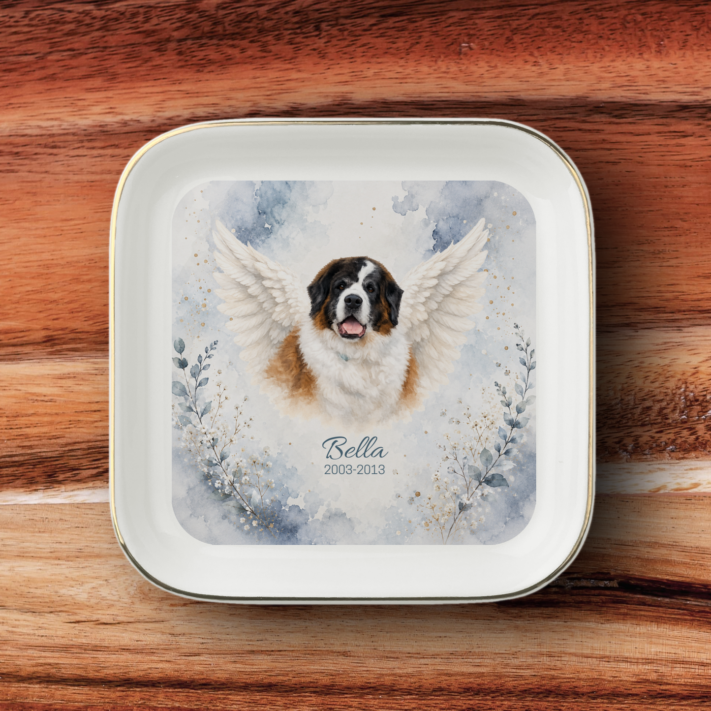 Personalized Pet Memorial Jewelry Dish, Custom Dog Remembrance Gift, Pet Loss Keepsake