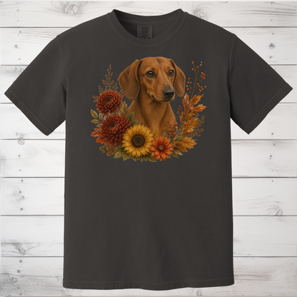 Red Dachshund Autumn Floral Shirt