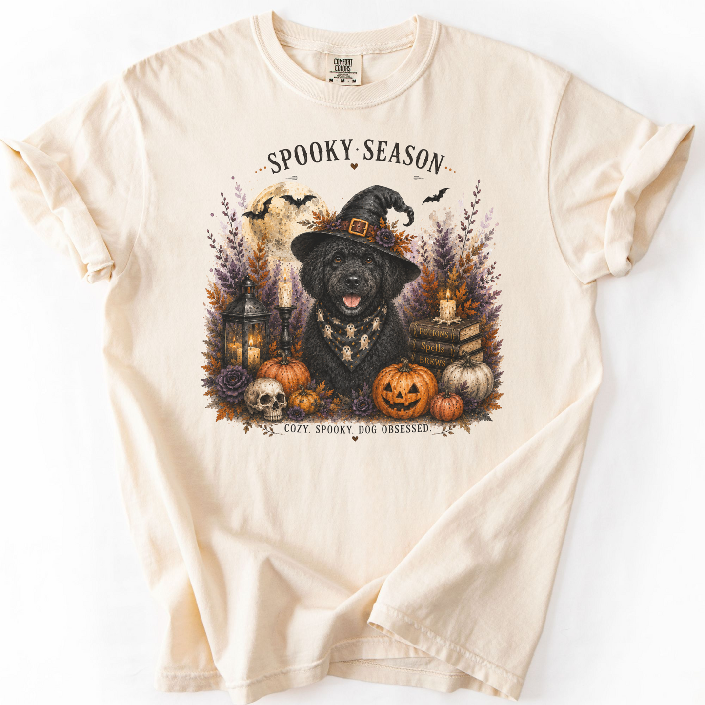 Black Portuguese Water Dog Spooky Season Dog Mom Halloween Shirt