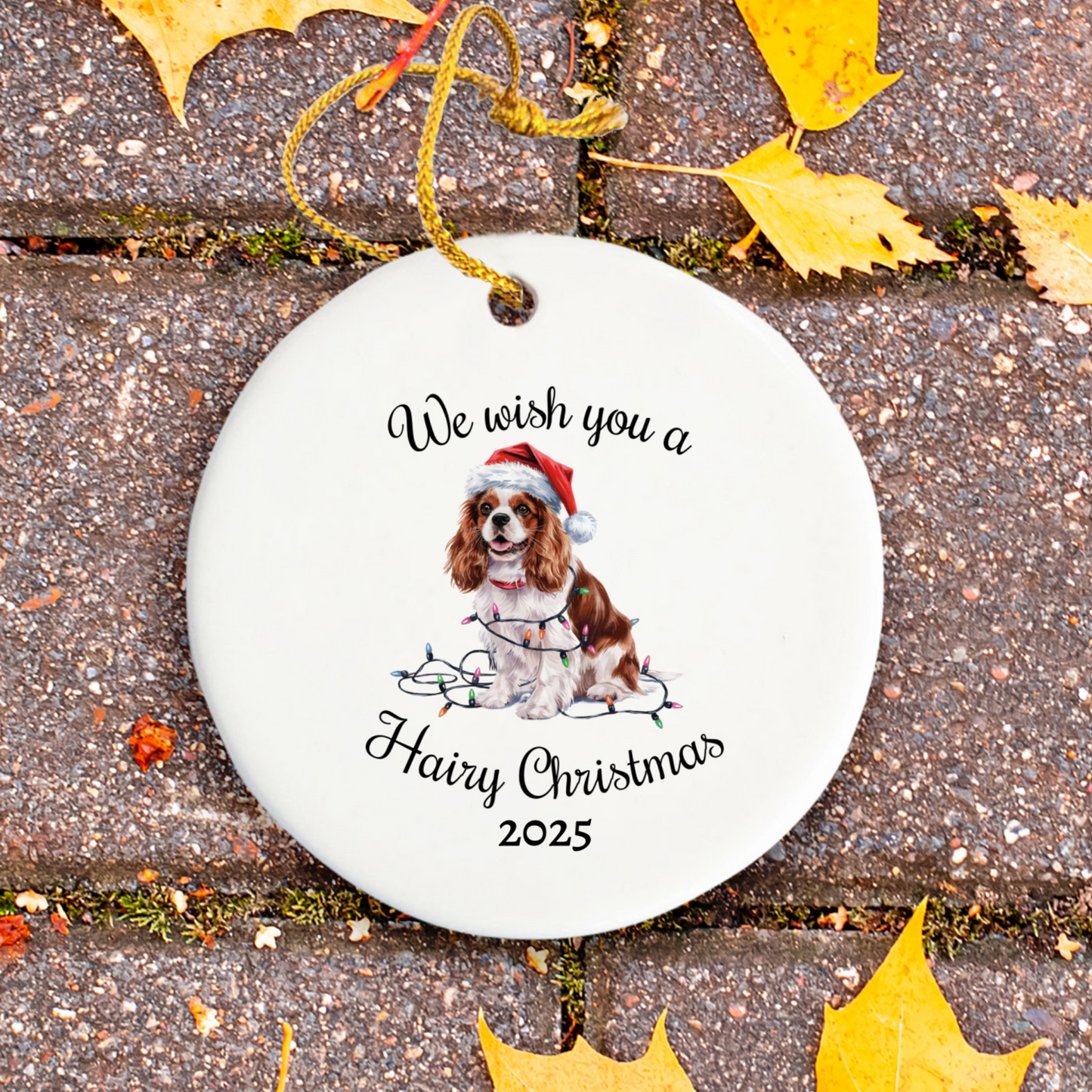 Christmas Cavalier King Charles Spaniel Ornament, Christmas Lights Dog Keepsake