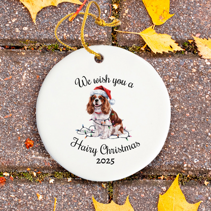 Christmas Cavalier King Charles Spaniel Ornament, Christmas Lights Dog Keepsake