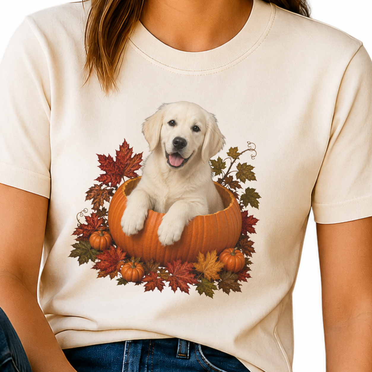 English Cream Golden Retriever Pumpkin Shirt