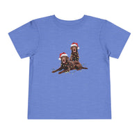 Load image into Gallery viewer, Christmas Chocolate Labrador Toddler Shirt, Lab Tee for Toddlers, Christmas Lights Dog Tee, Christmas Dog, Gift for Dog Lover, Chocolate Lab
